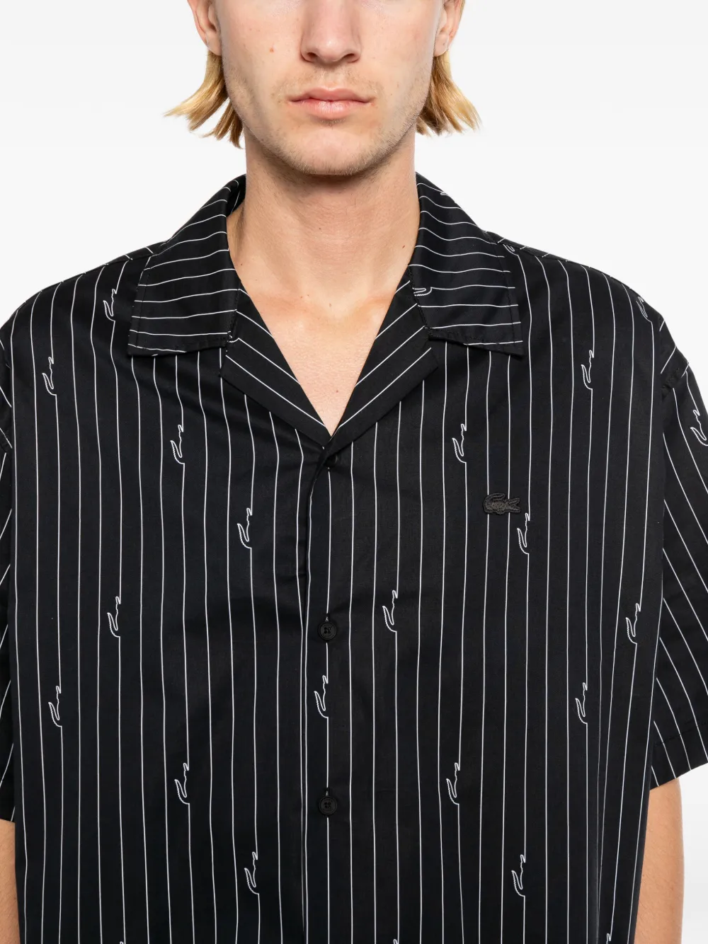 Lacoste Gestreept twill overhemd Blauw