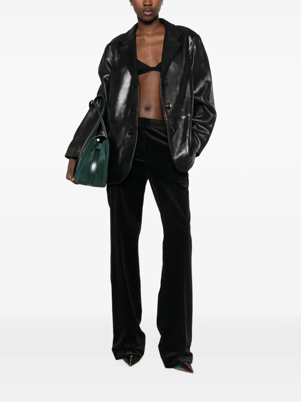 TOM FORD Fluwelen broek met stippen Zwart