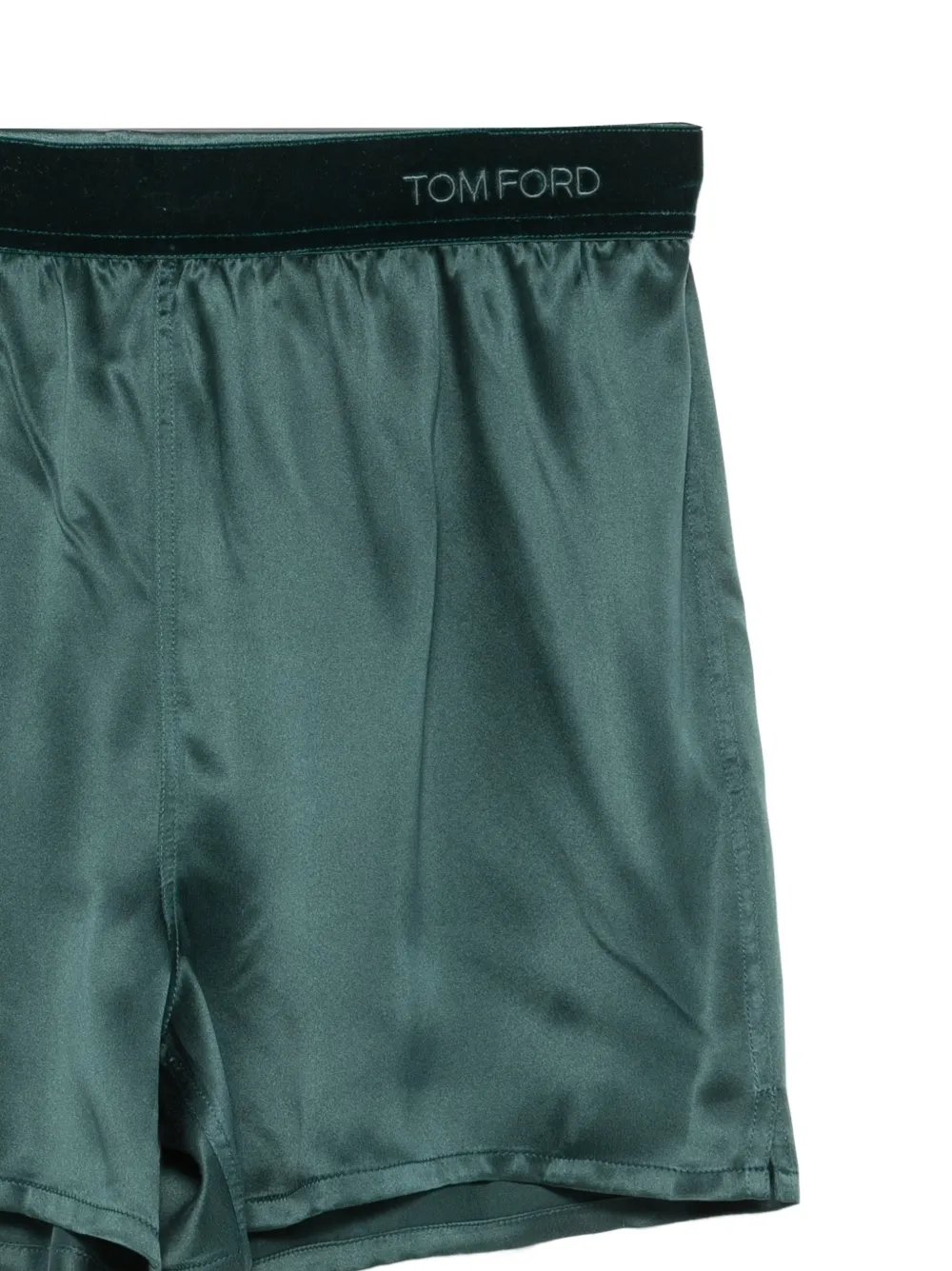 TOM FORD logo-waistband silk pyjama bottoms Groen