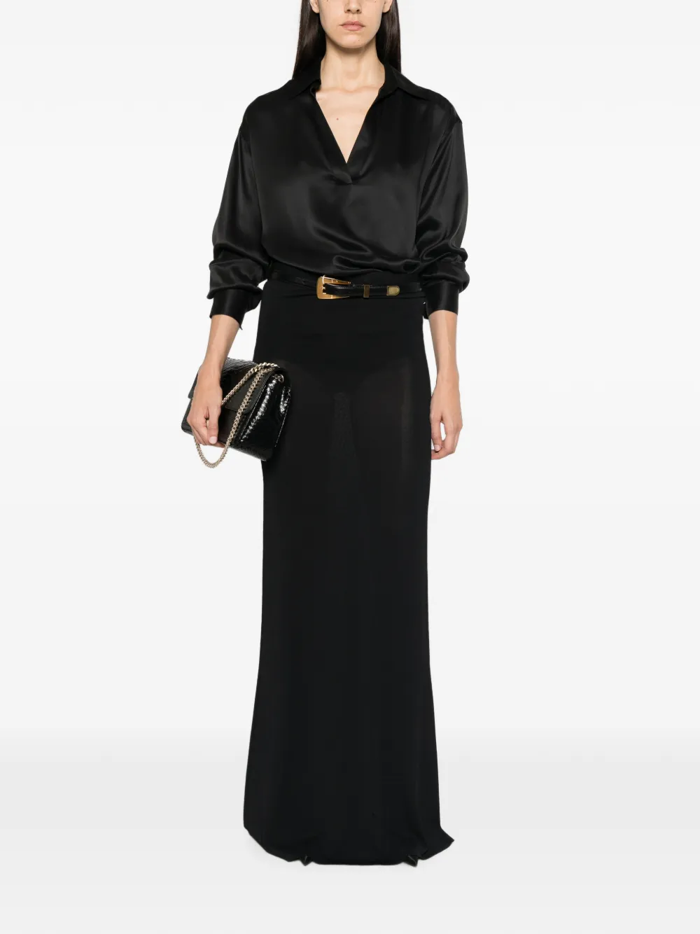 TOM FORD Blouse met V-hals Zwart