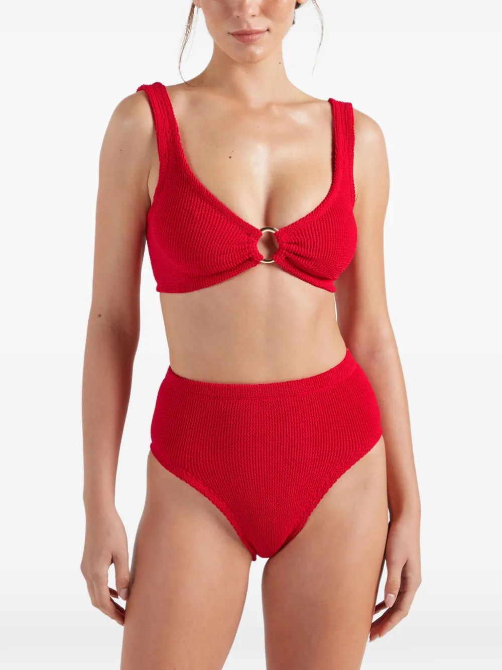Hunza G Nadine bikini met gouden ring Rood