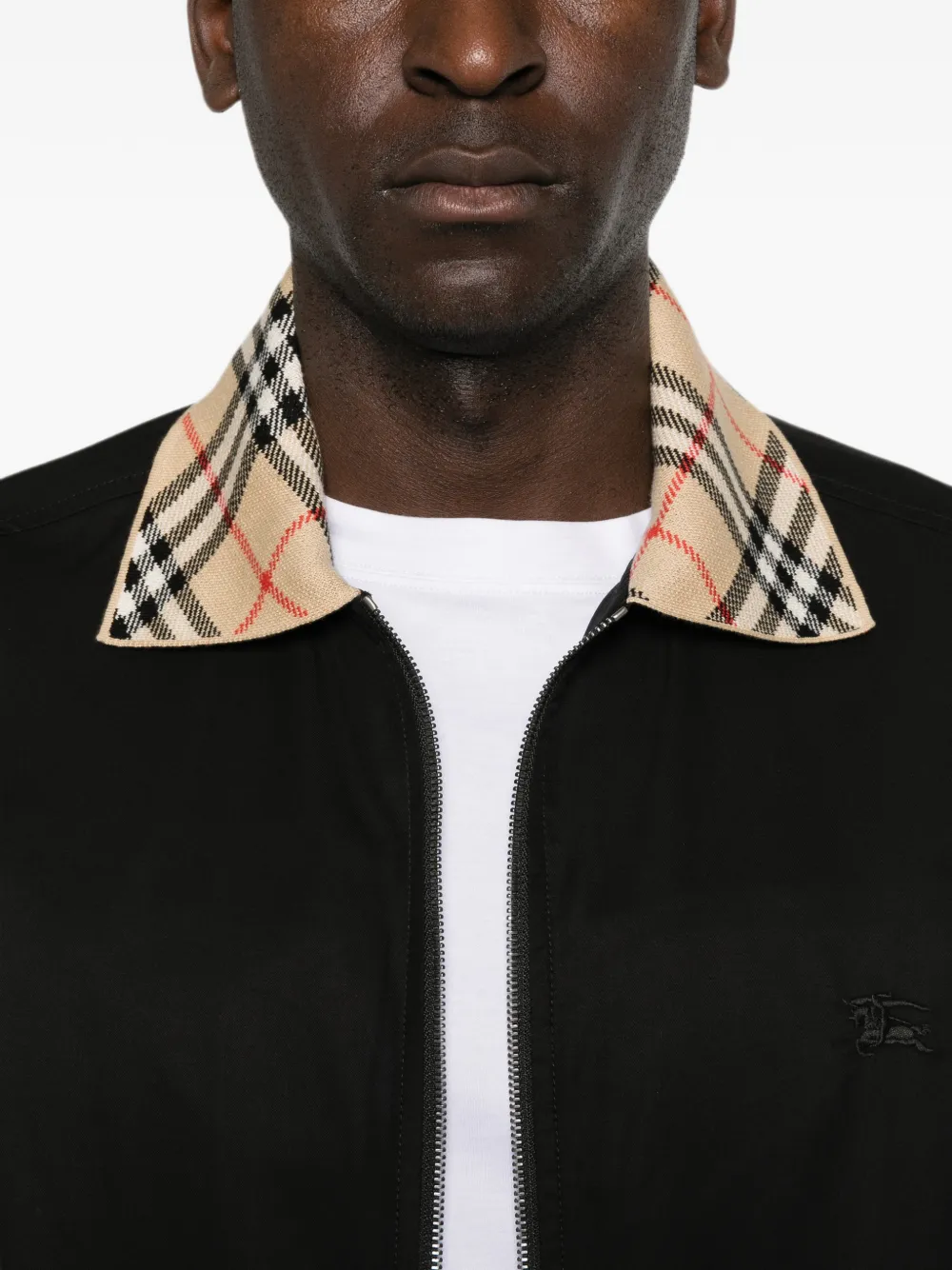 Burberry Harrington bomberjack met geruite kraag Zwart