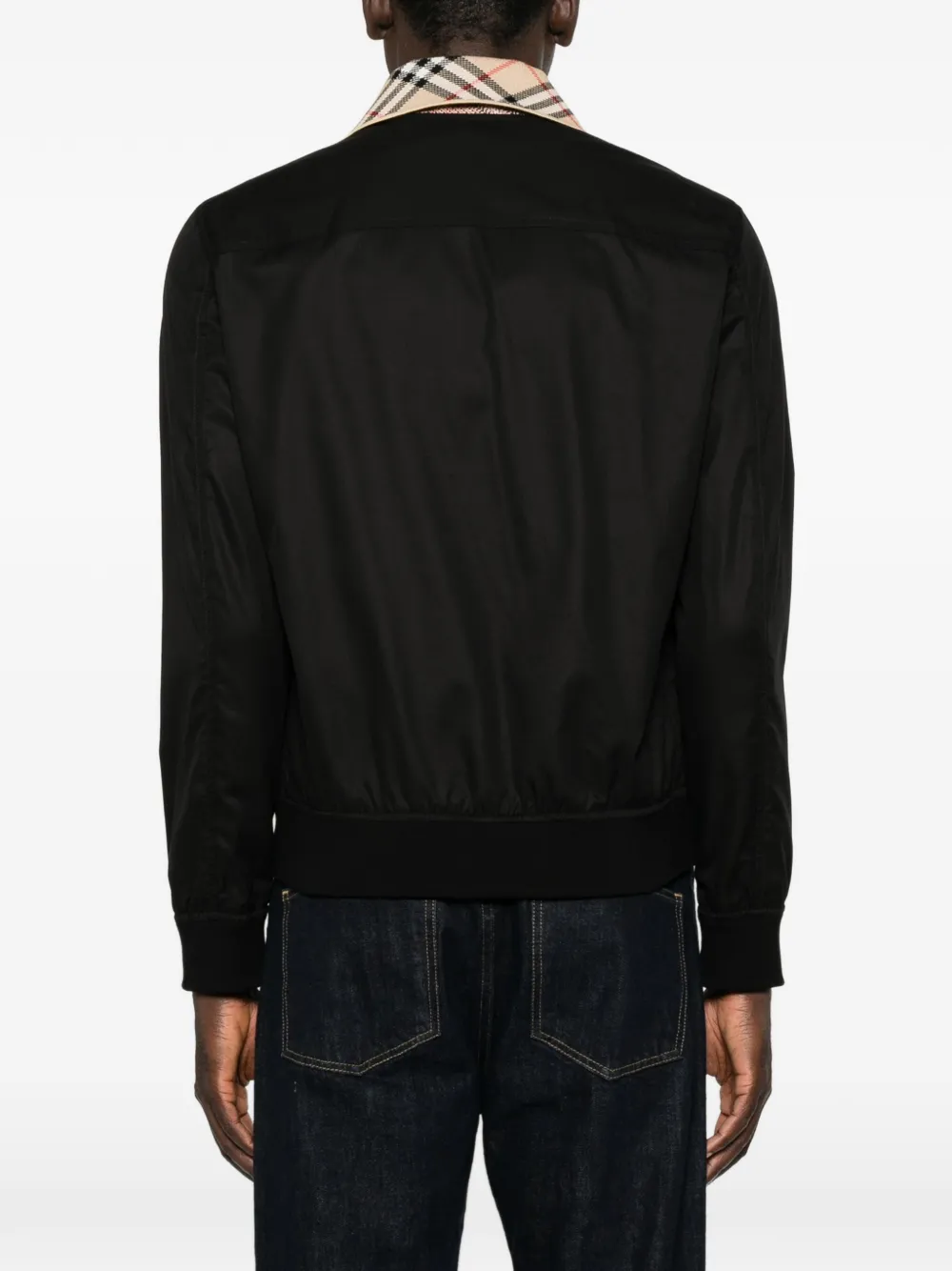 Burberry Harrington bomberjack met geruite kraag Zwart