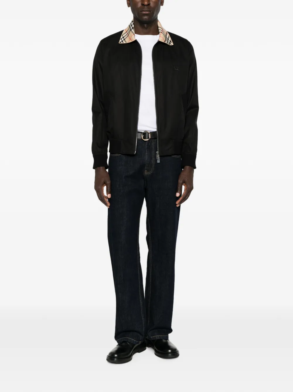 Burberry Harrington bomberjack met geruite kraag Zwart