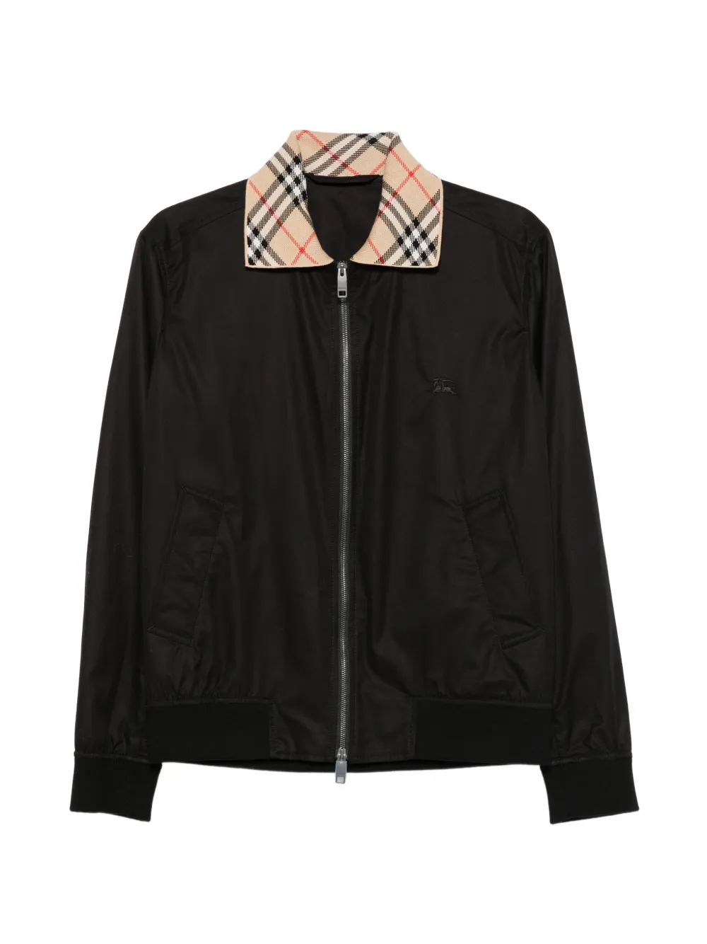 Burberry Check-collar Harrington bomber jacket - Nero