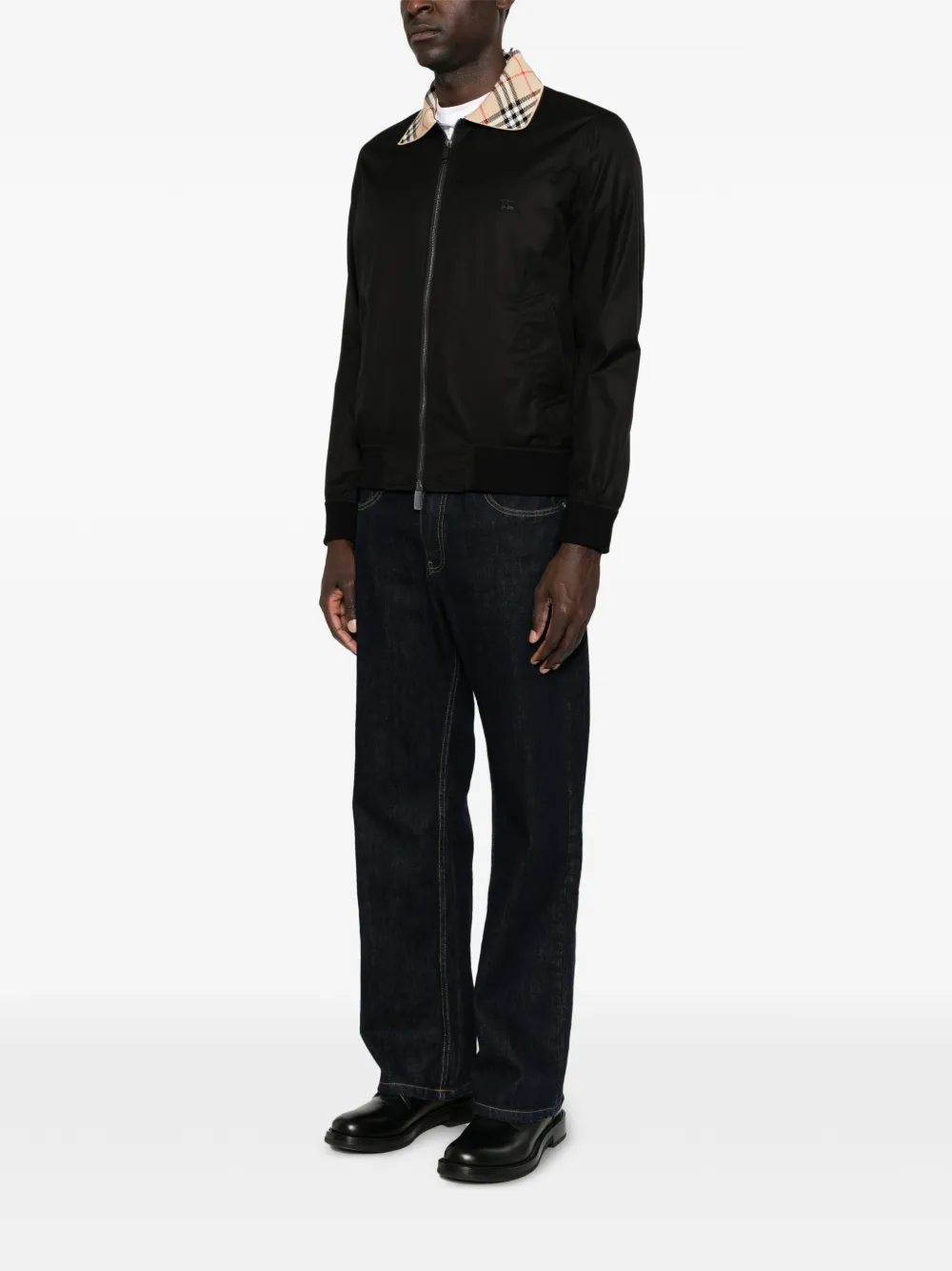 Burberry Harrington bomberjack met geruite kraag Zwart