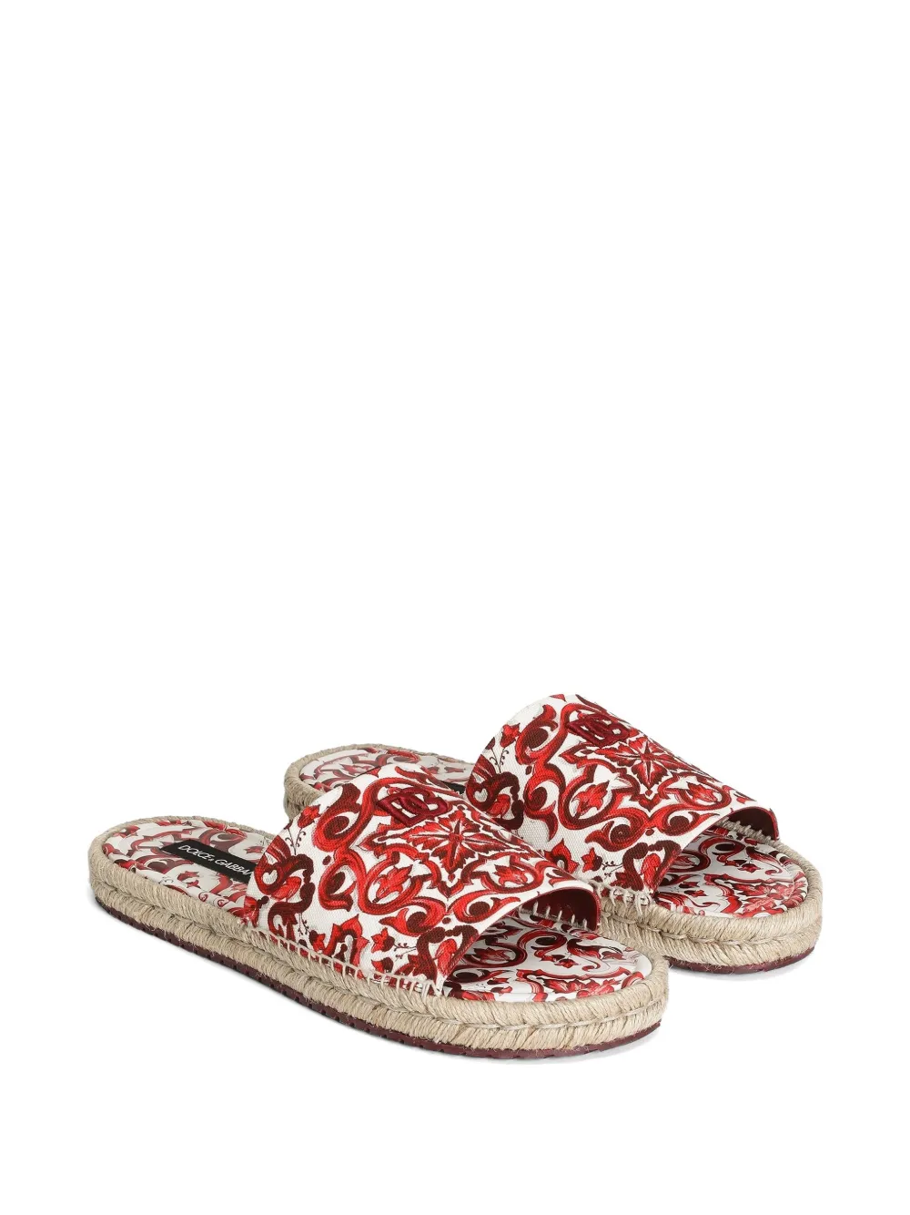 Dolce & Gabbana Canvas espadrilles met Majolica-print Wit