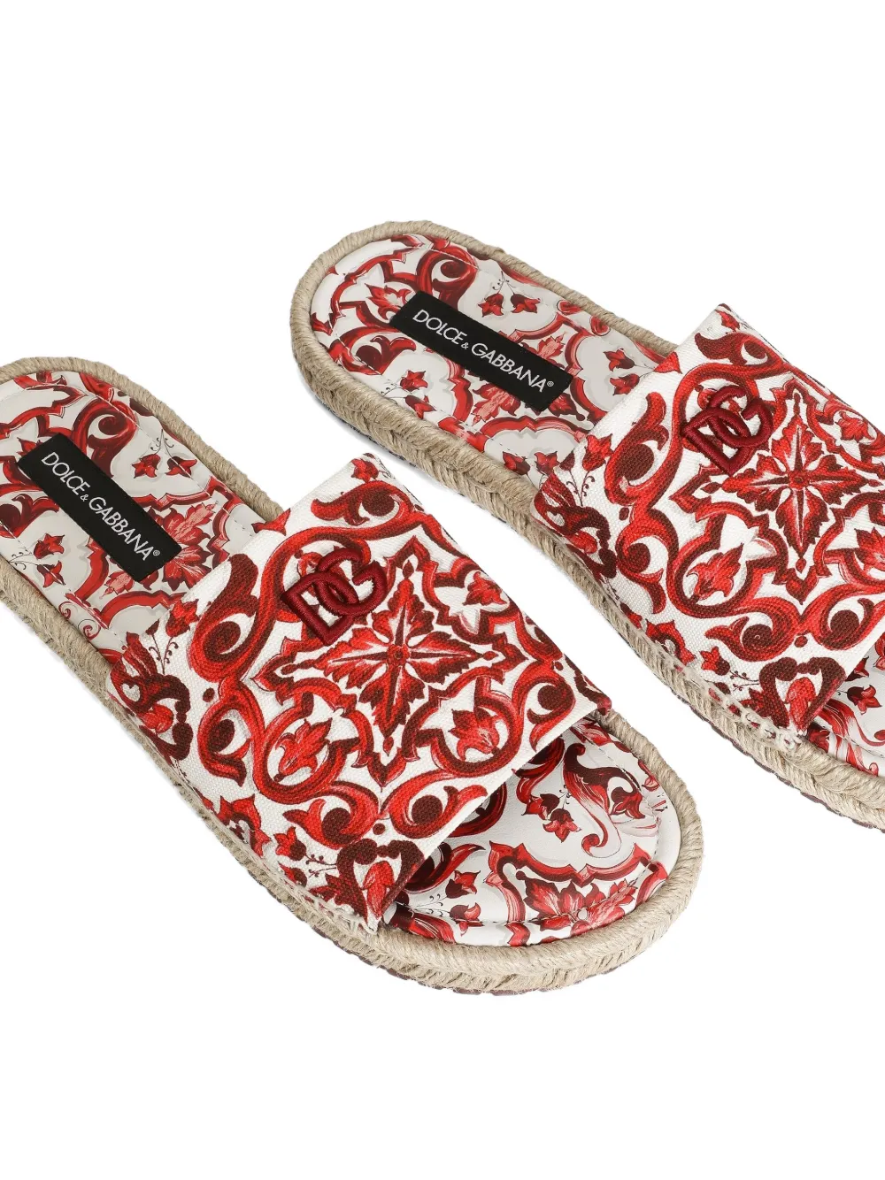 Dolce & Gabbana Canvas espadrilles met Majolica-print Wit