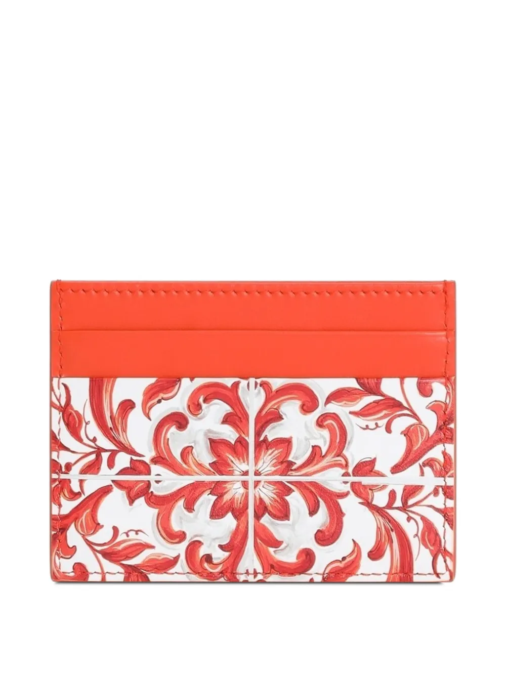 Dolce & Gabbana 3.5 kalfsleren pasjeshouder met Majolica-print Oranje