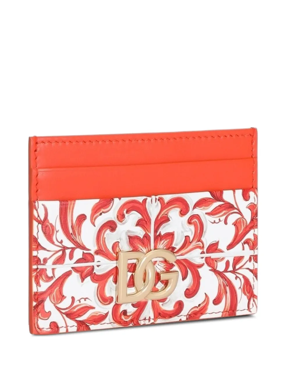 Dolce & Gabbana 3.5 kalfsleren pasjeshouder met Majolica-print Oranje