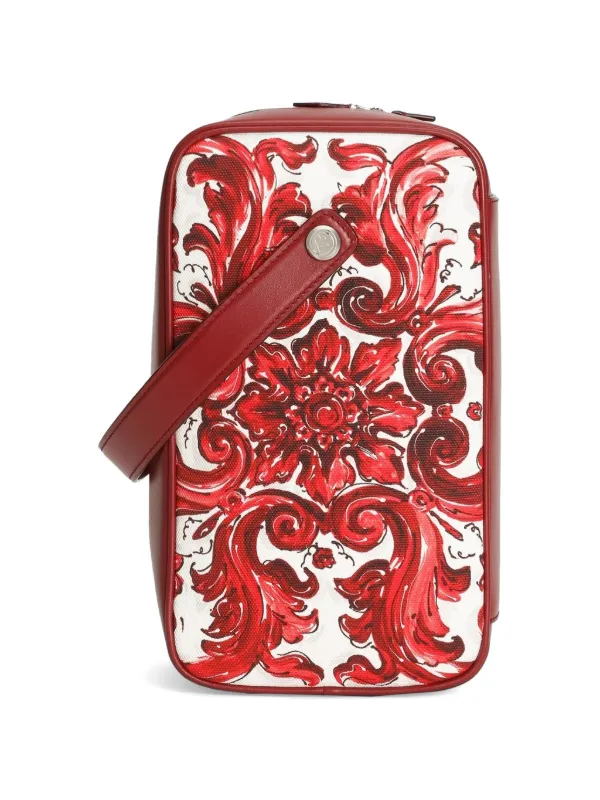 Dolce & Gabbana Majolica-print Lock Canvas Handbag | Red | FARFETCH