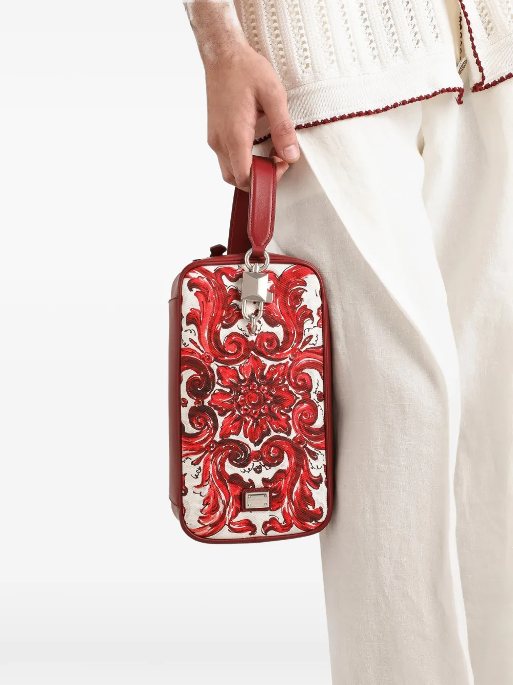 Dolce & Gabbana Canvas handtas met Majolica-print en slot Rood