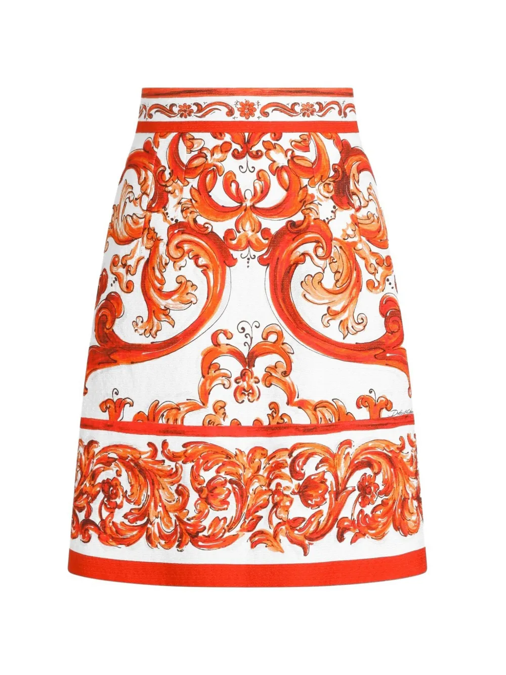Dolce & Gabbana Minirock in Majolica-Print-Matte - Weiß