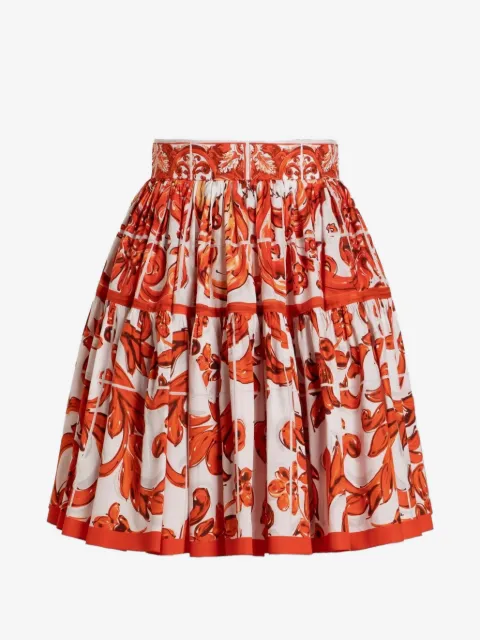 Dolce & Gabbana falda corta de popelina con estampado Mayólica