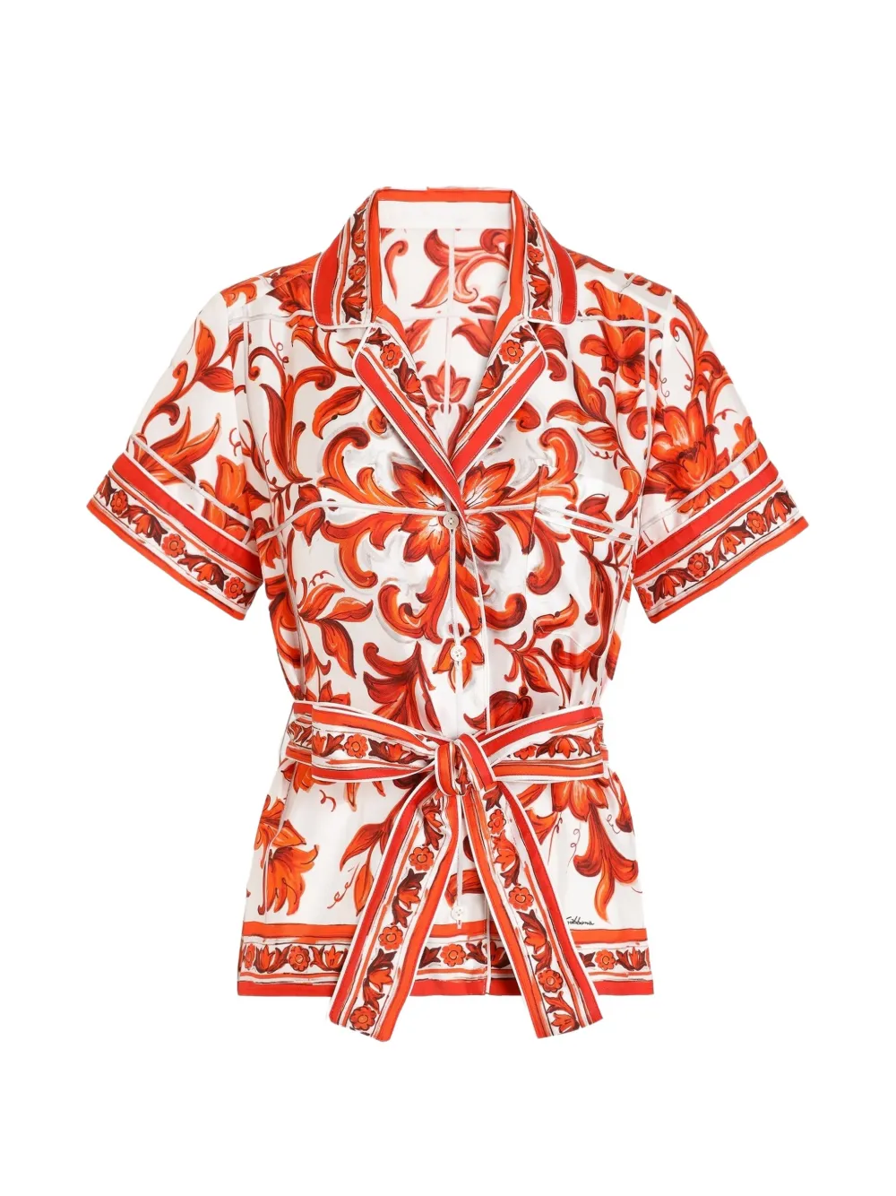 Dolce & Gabbana Top a maniche corte con stampa maiolica - Bianco