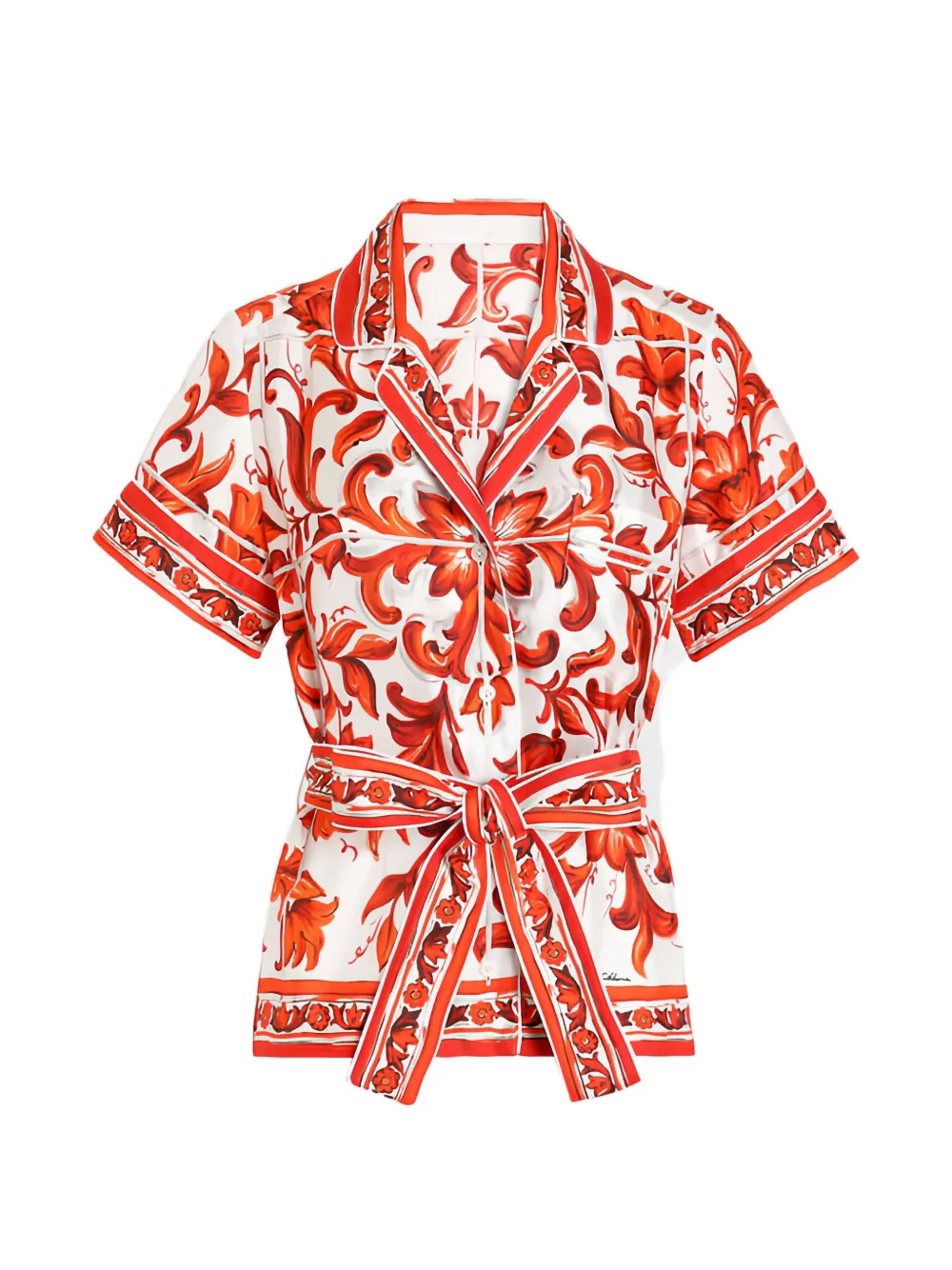 Dolce & Gabbana Top a maniche corte con stampa maiolica - Bianco