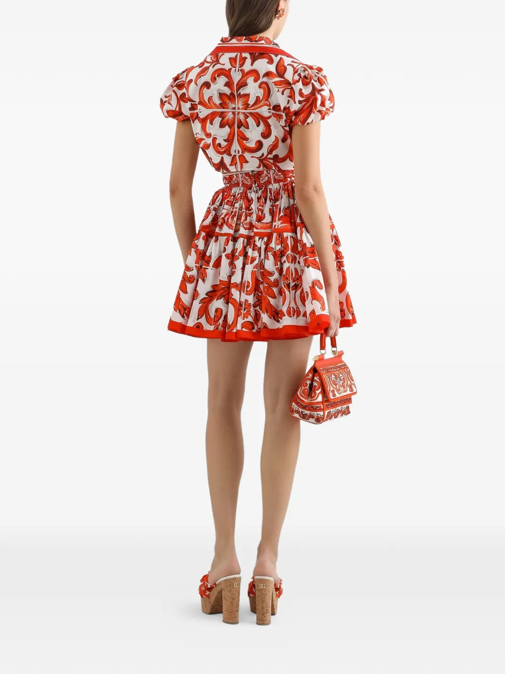 Dolce & Gabbana Popeline blouse met Majolica-print Wit