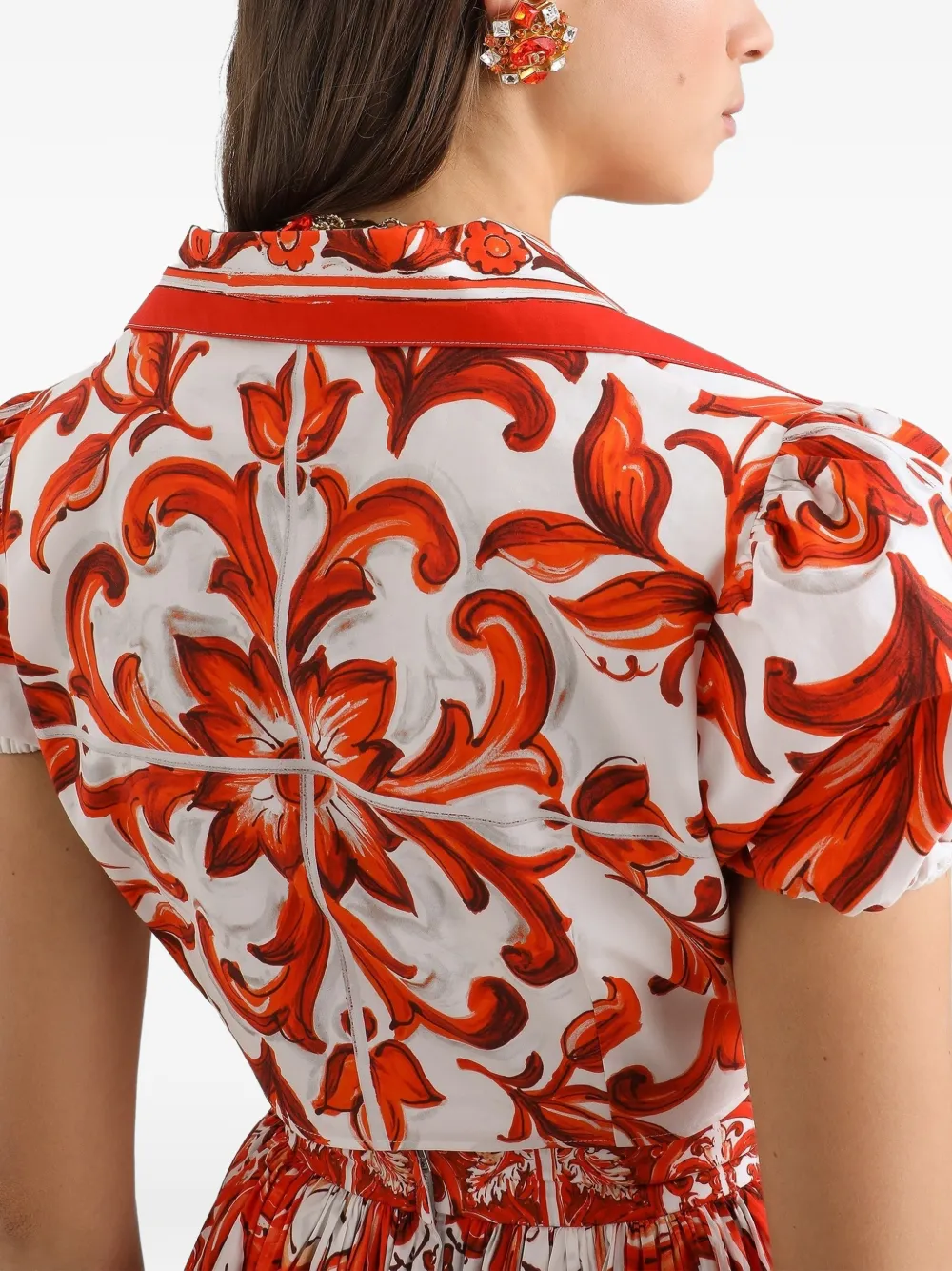 Dolce & Gabbana Popeline blouse met Majolica-print Wit