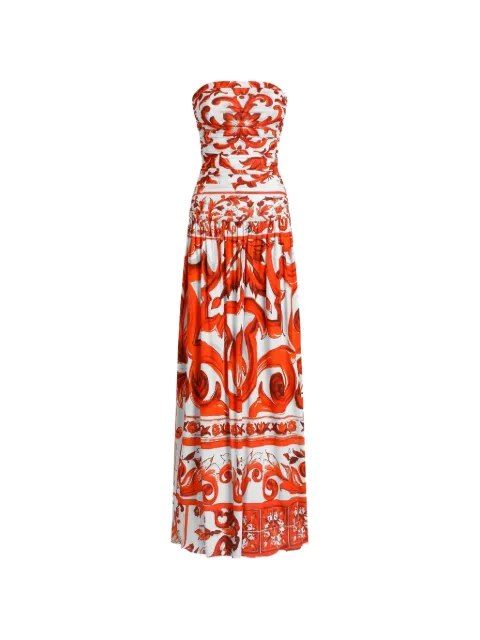 Dolce & Gabbana  Majolica-print organzine long dress