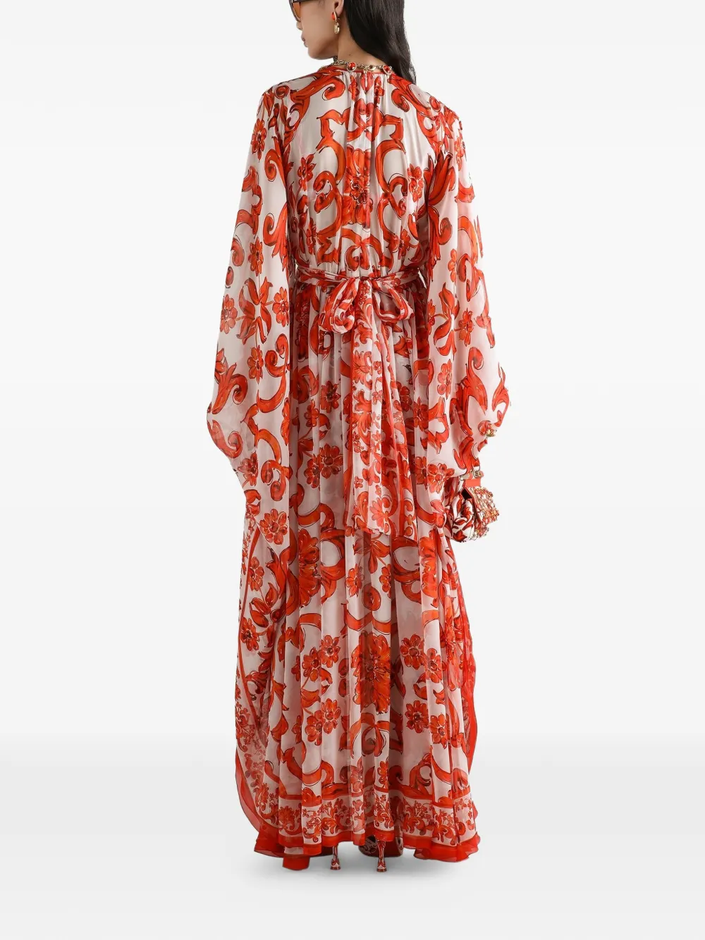 Dolce & Gabbana Maxi-jurk met Majolica-print Wit