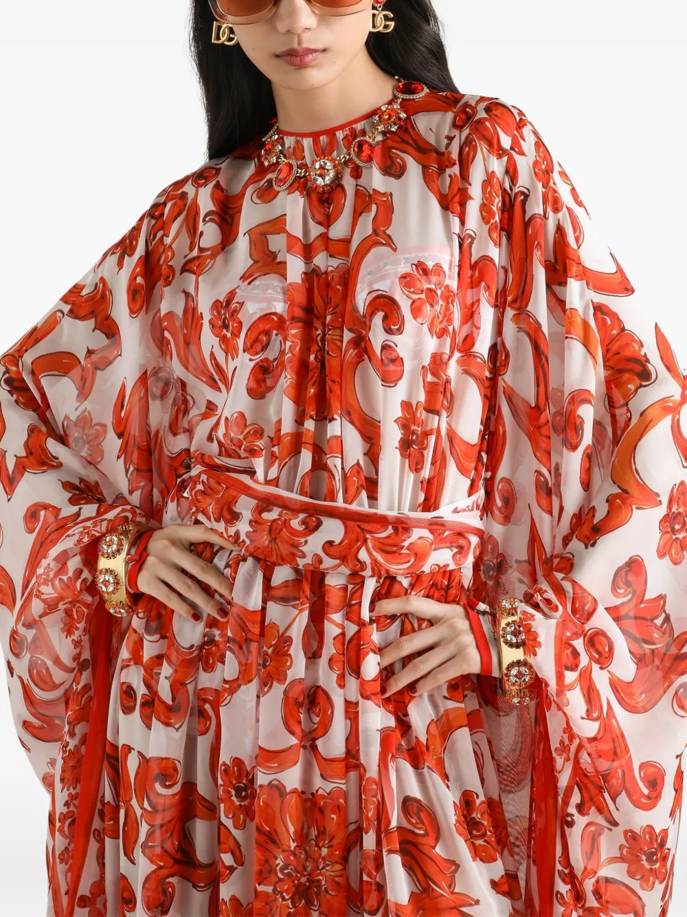Dolce & Gabbana Maxi-jurk met Majolica-print Wit