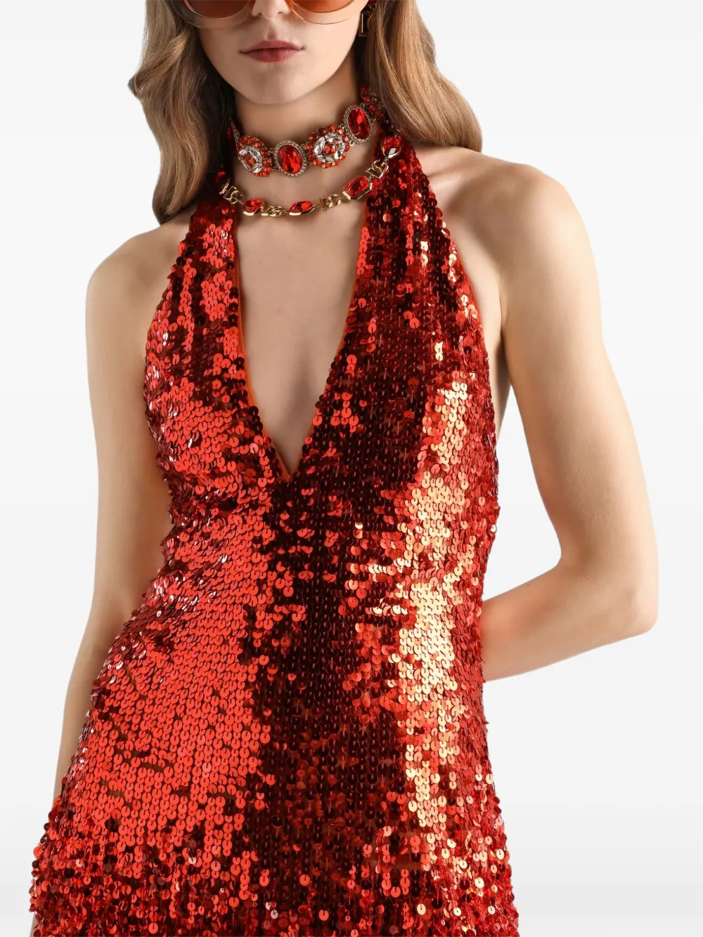 Dolce & Gabbana Jurk met pailletten Rood