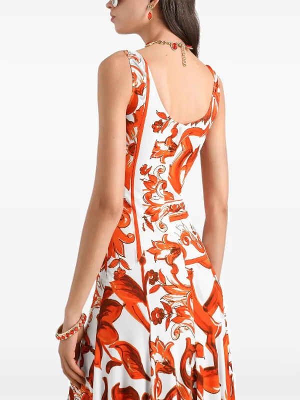 dolce gabbana orange dress Dolce & Gabbana Maiolica Dress