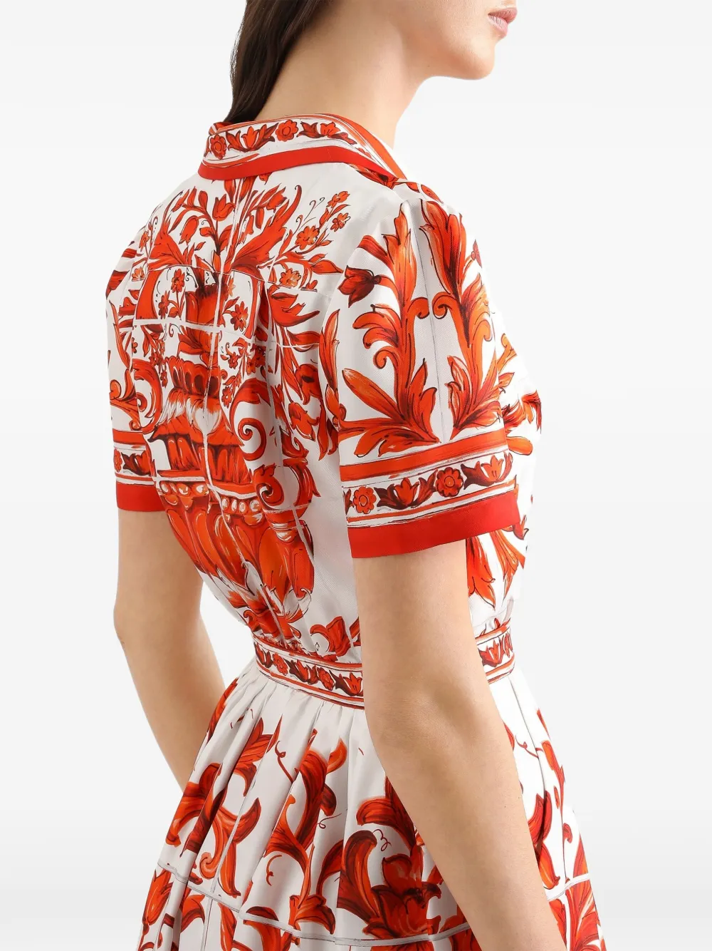Dolce & Gabbana Twill jurk met Majolica-print Rood