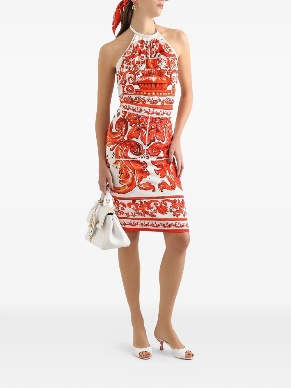 Dolce & Gabbana Charmeuse top met Majolica-print Wit