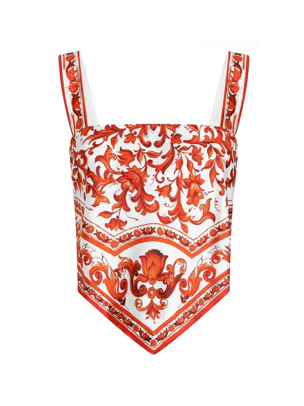 Dolce & Gabbana Bustier-Top aus Seidentwill mit Majolika-Print - Weiß