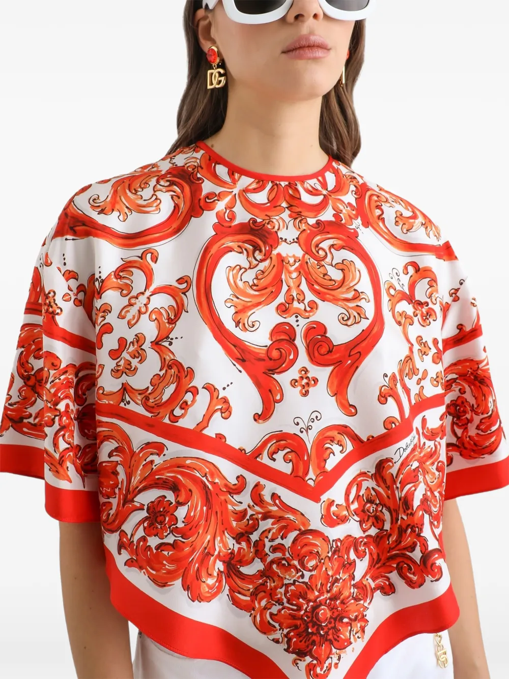 Dolce & Gabbana Grafische top met ronde hals Wit