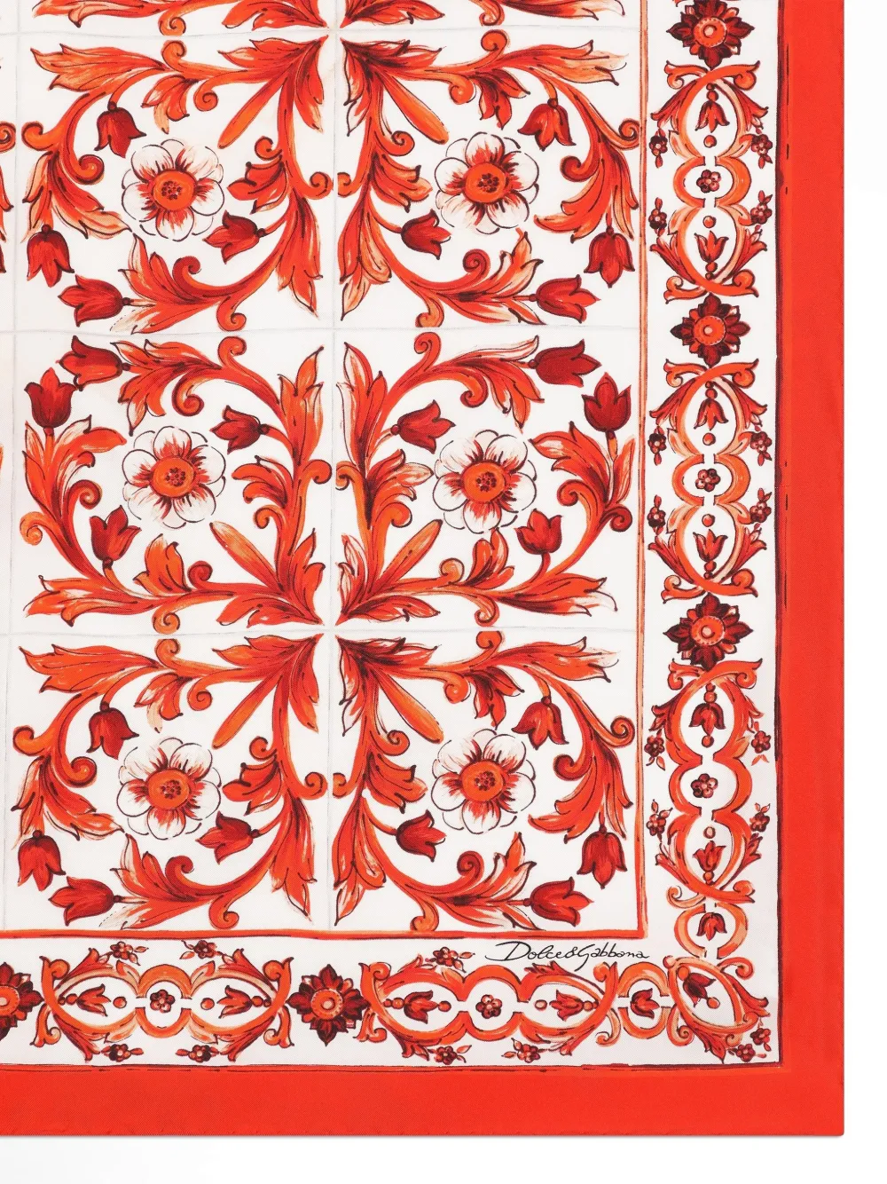 Dolce & Gabbana Zijden twill sjaal met Majolica-print Rood