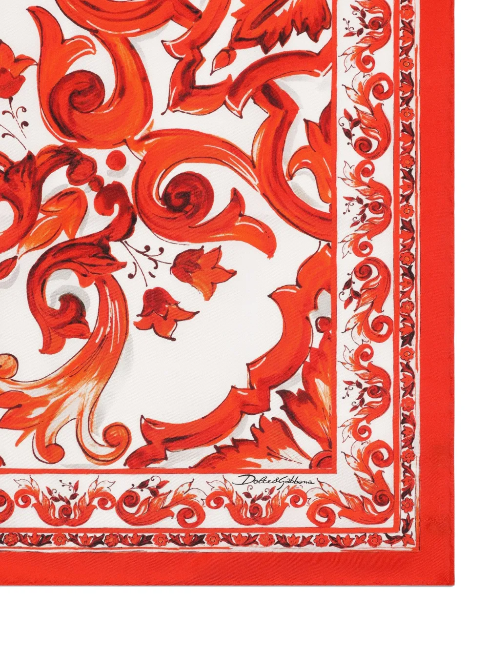 Dolce & Gabbana 50x50 zijden sjaal met Majolica-print Rood