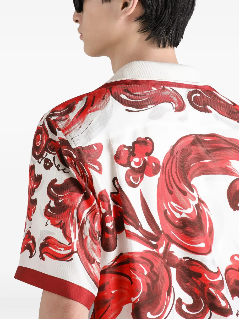 Dolce & Gabbana Zijden twill overhemd met Majolica-print Wit