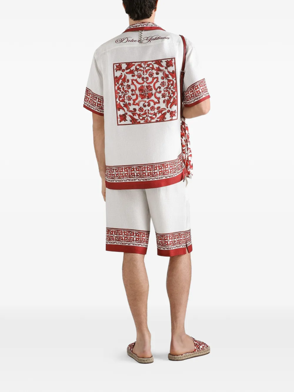 Dolce & Gabbana Twill bermuda met Majolica-print jacquard Wit