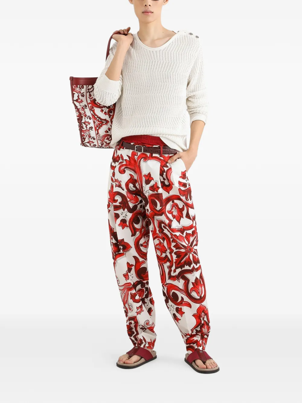 Dolce & Gabbana Gehaakte pullover van zijde en katoen Wit