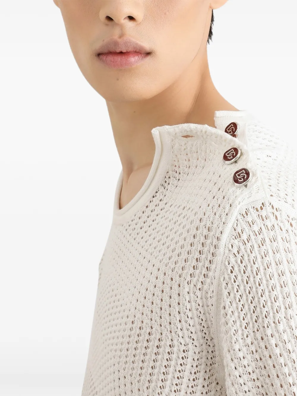 Dolce & Gabbana Gehaakte pullover van zijde en katoen Wit