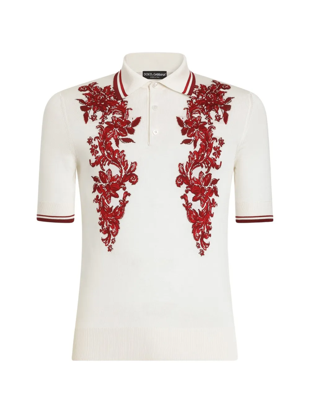 Dolce & Gabbana Polo in seta con motivo jacquard - Bianco