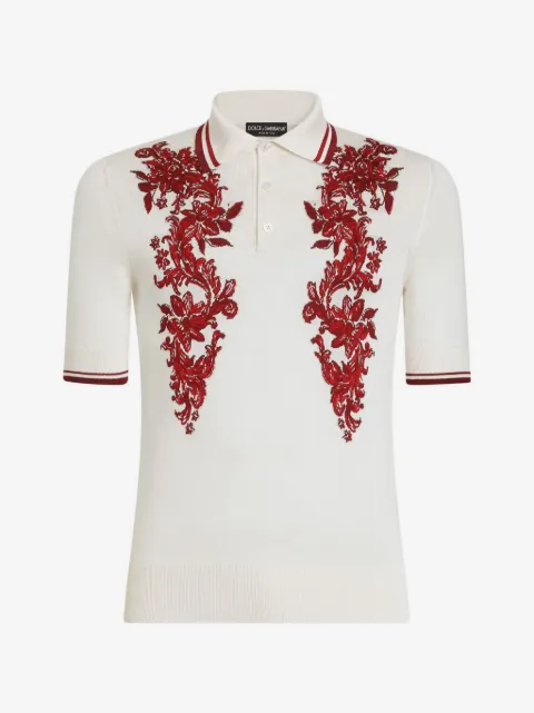 Dolce & Gabbana silk polo shirt with intarsia