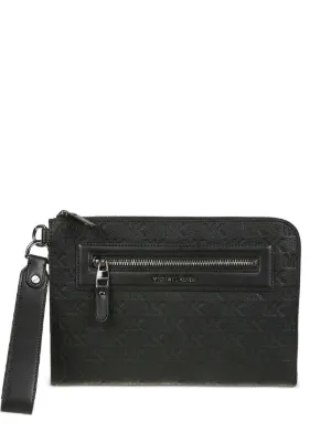 Thom Browne Pebbled Rectangular Clutch Bag | Grey | FARFETCH SG