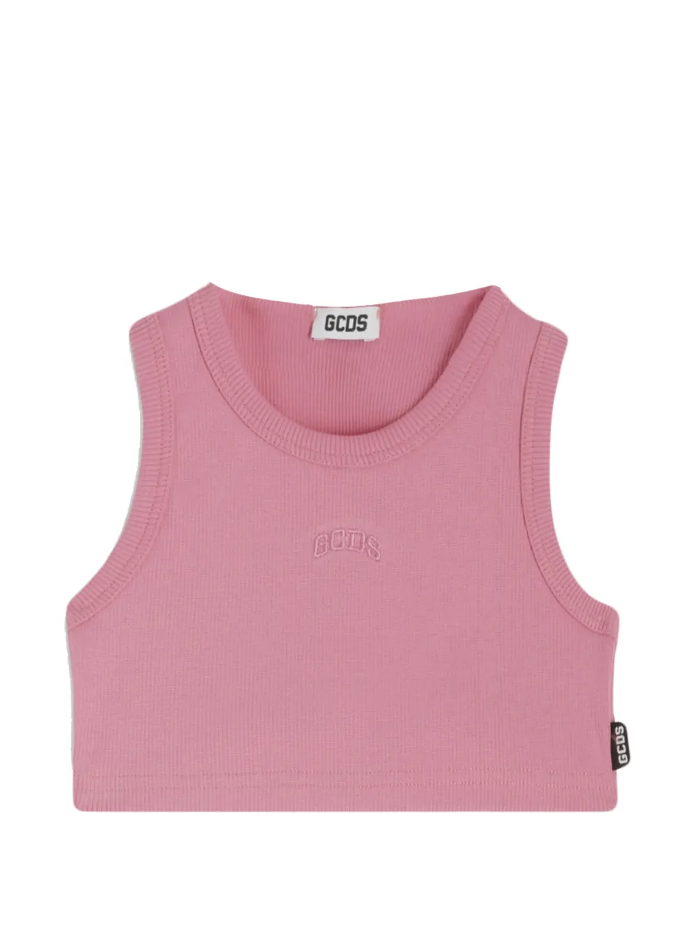 Gcds Kids logo-embroidered ribbed top - Rosa