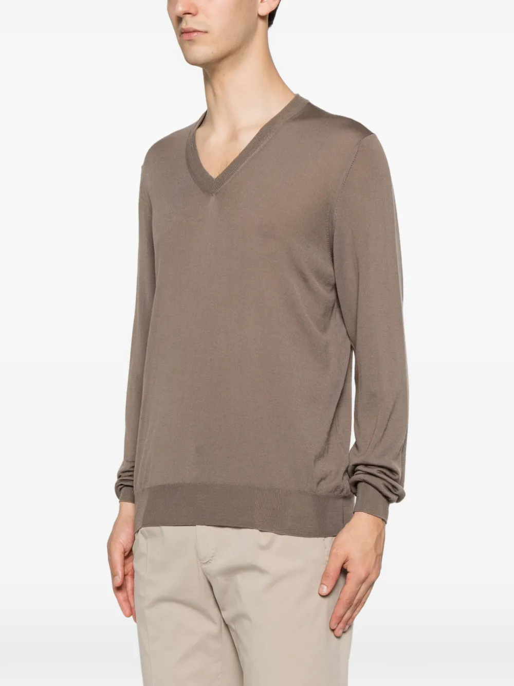 Tagliatore Trui met V-hals Bruin