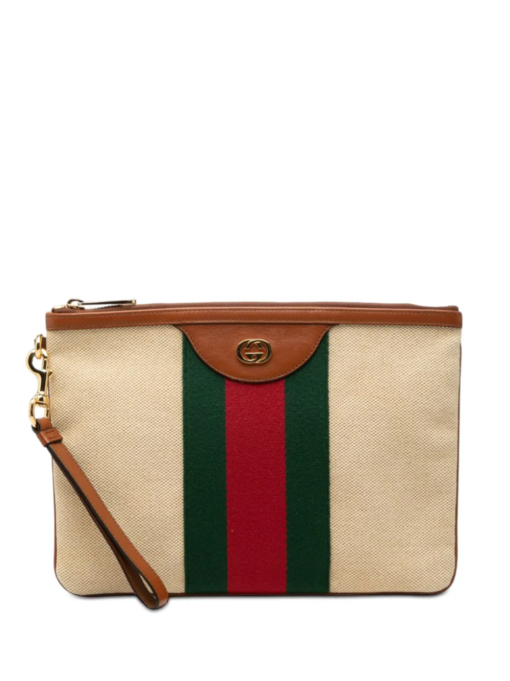 Gucci Pre-Owned 2000-2015 Canvas Interlocking G Web clutch bag - Marrone