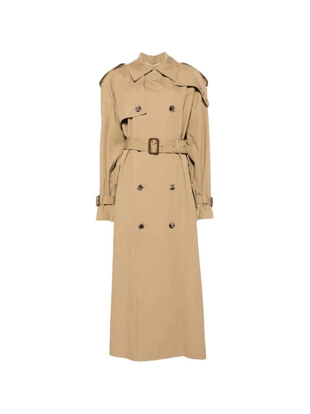 Saint Laurent button belted coat - Neutrals