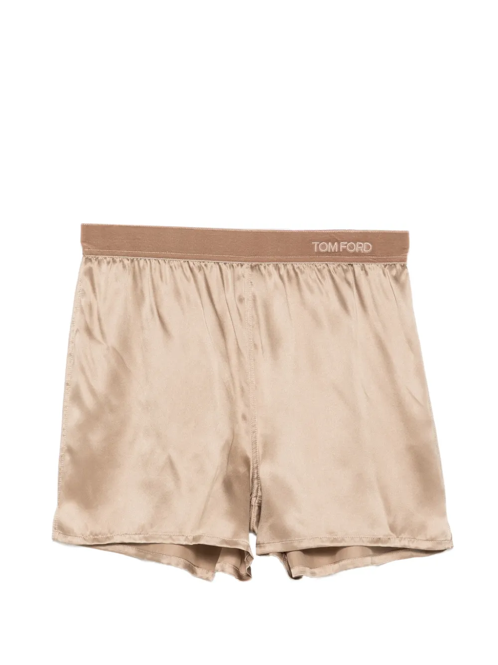 TOM FORD logo-waistband silk-satin pyjamas shorts - Nude