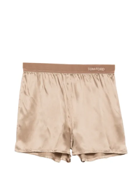 TOM FORD pantalones cortos de pijama de seda y satén con cinturilla con logo