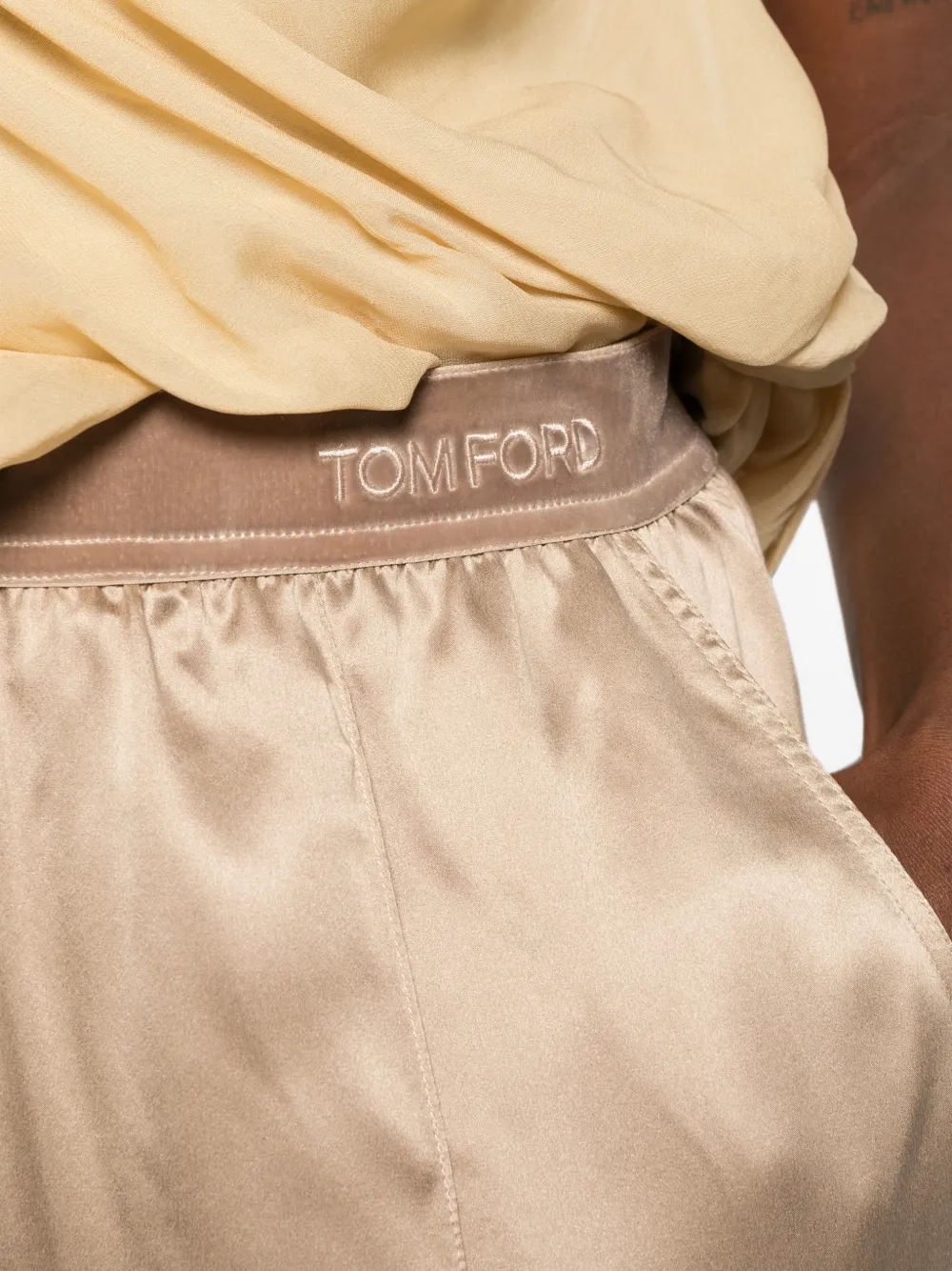 TOM FORD Peach-Feel silk satin PJ trousers Beige