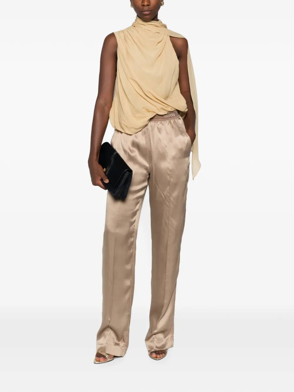 TOM FORD Peach-Feel silk satin PJ trousers Beige