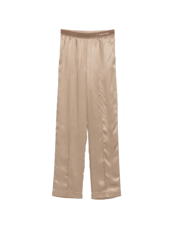 Tom Ford Peach-feel Silk Satin PJ Trousers in Neutrals