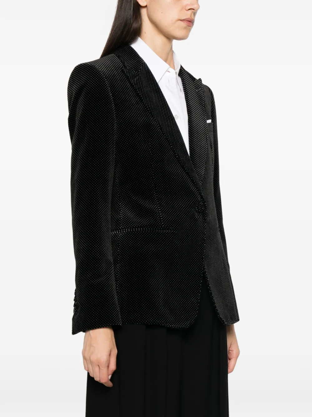 TOM FORD Fluwelen blazer met stippen Zwart